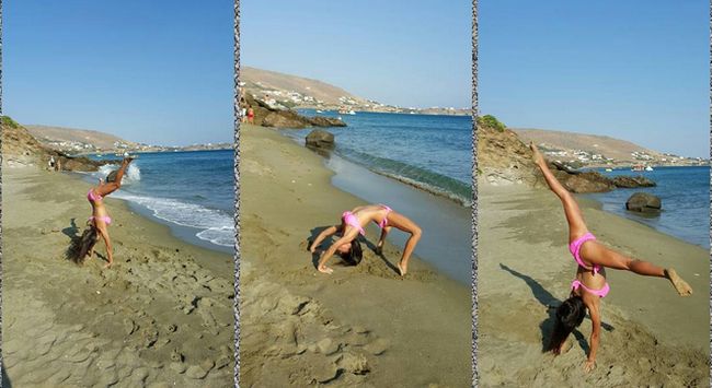 Ελληνίδα τραγουδίστρια έβαλε το ροζ μπικίνι και άρχισε τα… ακροβατικά στην παραλία (Photos)
