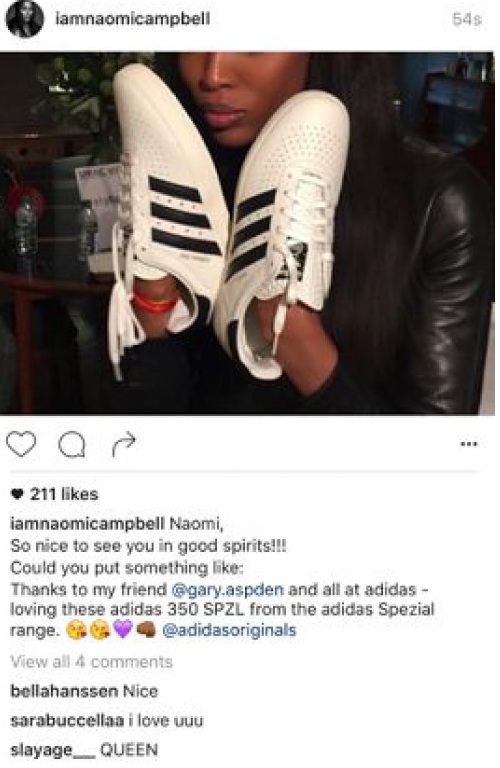 Η γκάφα της Naomi Campbell στο Instagram με τα παπούτσια της Αdidas