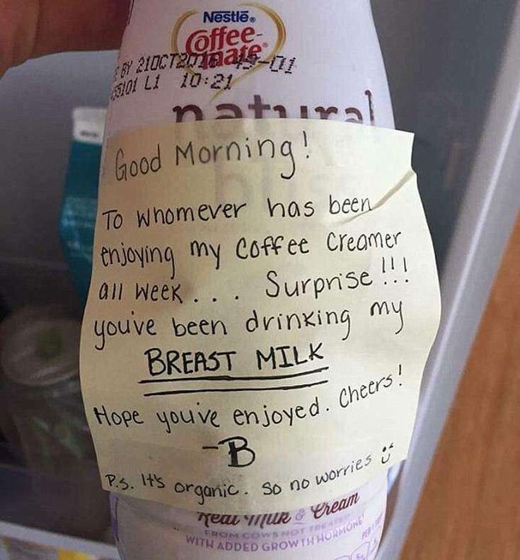 Της έκλεβαν το γάλα από το ψυγείο της δουλειάς και πήρε την εκδίκησή της