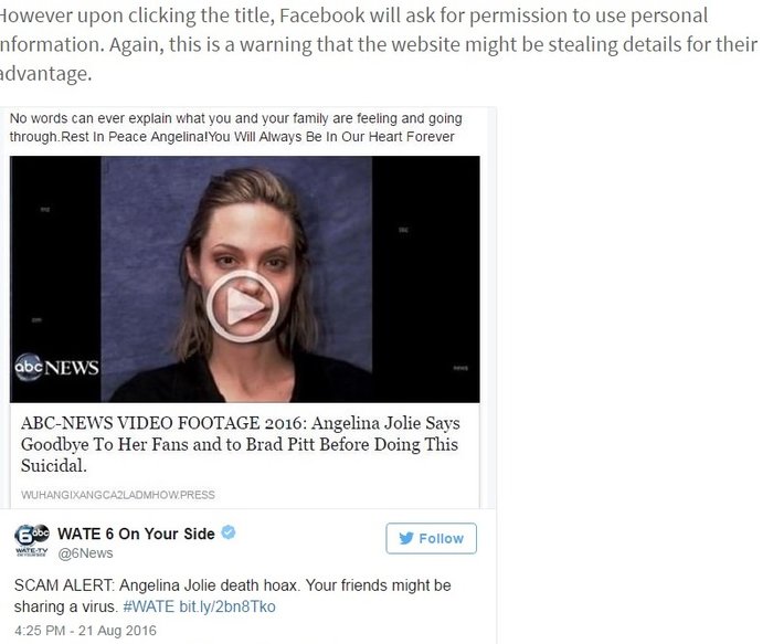 Ο «θάνατος» της Angelina Jolie και το βίντεο που δεν πρέπει να δείτε