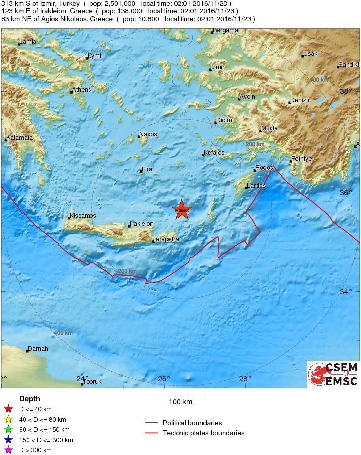 Σεισμός 4,2 Ρίχτερ έγινε αισθητός στην Κρήτη
