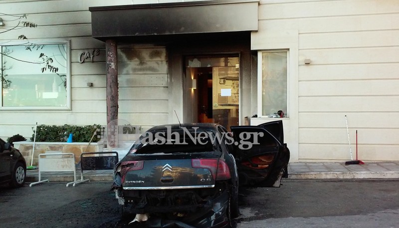 Χανιά: Παρανάλωμα του πυρός ένα όχημα - Ζημιές σε είσοδο ξενοδοχείου (φωτο)