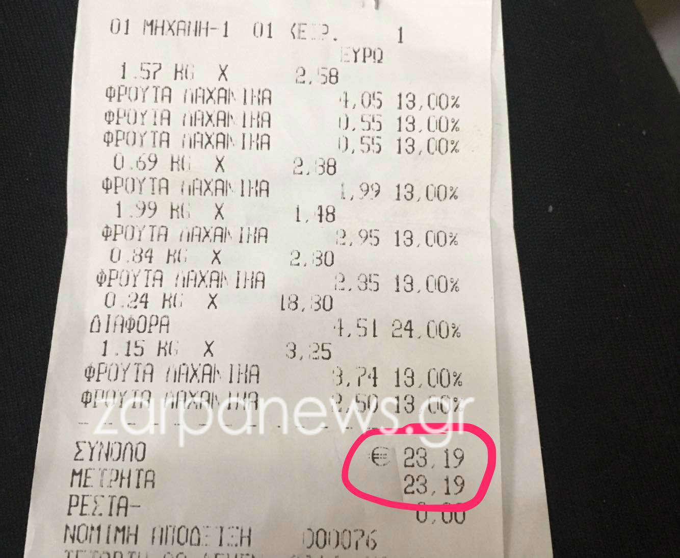 Χανιά: Για ψώνια 23 ευρώ χρέωσαν στην κάρτα… 231 ευρώ (φώτο) 