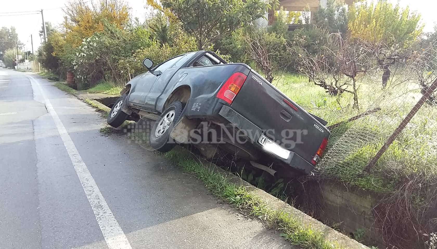 Αυτοκίνητο βρέθηκε σε χαντάκι στα Χανιά