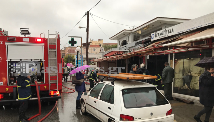 Πυρκαγιά σε αποθήκη με χαλιά στον Μακρύ Τοίχο στα Χανιά