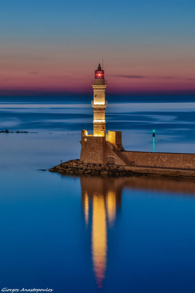 Egyptian lighthouse of Chania at night