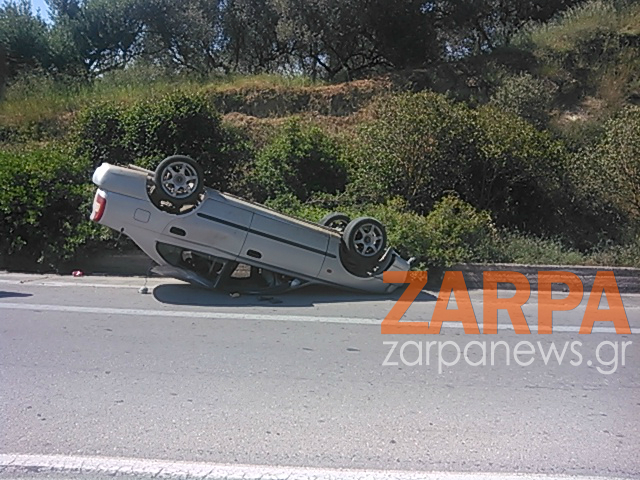 Χανιά: Τούμπαρε αυτοκίνητο στην Εθνική στα Νοπήγεια