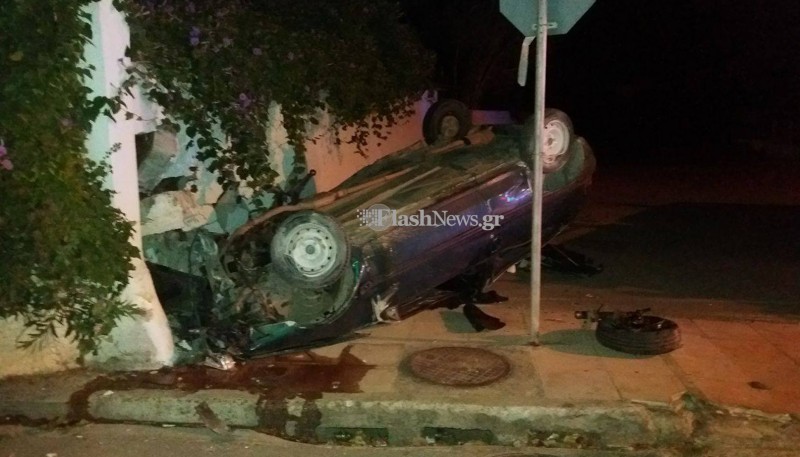 Σοβαρό τροχαίο με ανατροπή αυτοκινήτου στα Χανιά