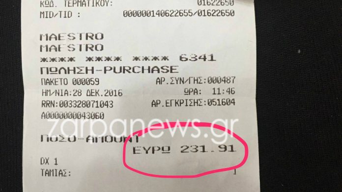 Χανιά: Για ψώνια 23 ευρώ χρέωσαν στην κάρτα… 231 ευρώ (φώτο)