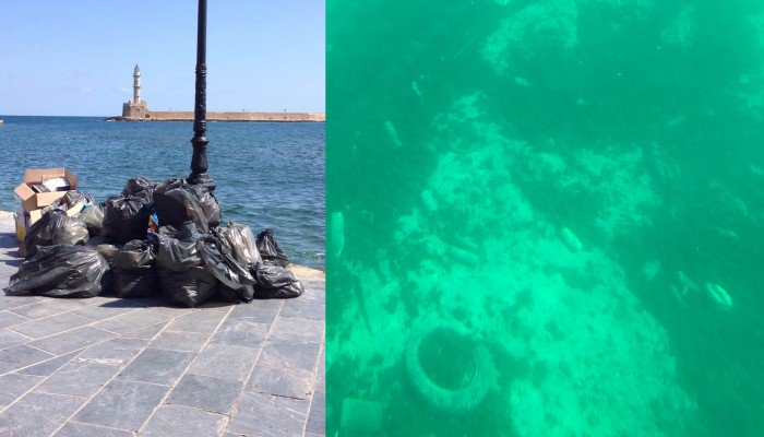 Χανιά: Ένα λιμάνι γεμάτο σκουπίδια (φωτό - βίντεο)