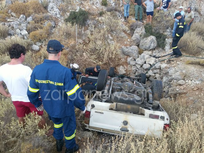Χανιά: Αγροτικό τούμπαρε και έπεσε σε γκρεμό (Photos)