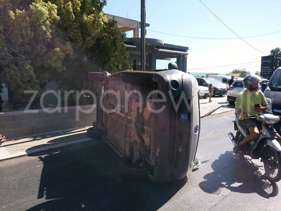  Χανιά : Τουμπάρισε αυτοκίνητο στη λεωφόρο Σούδας μετά από τροχαίο (Photos)