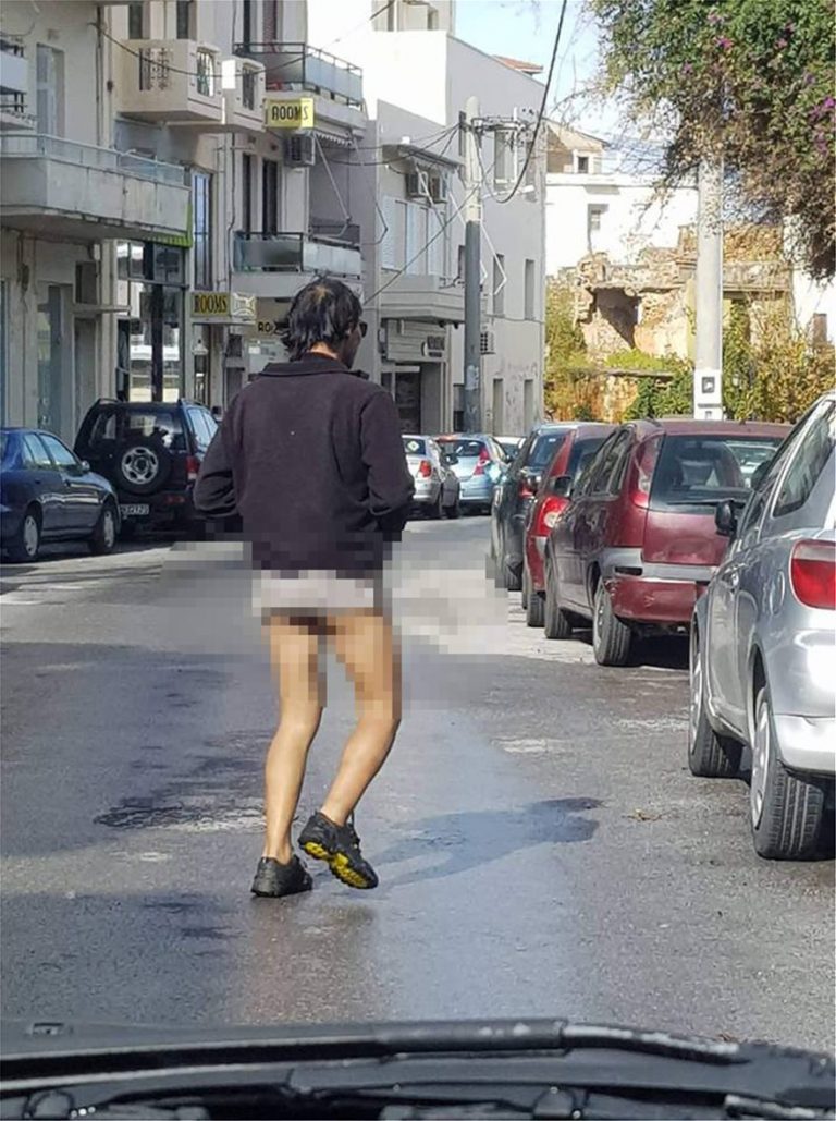Ο ημίγυμνος άνδρας ξαναχτύπησε στο κέντρο των Χανίων (φωτο)