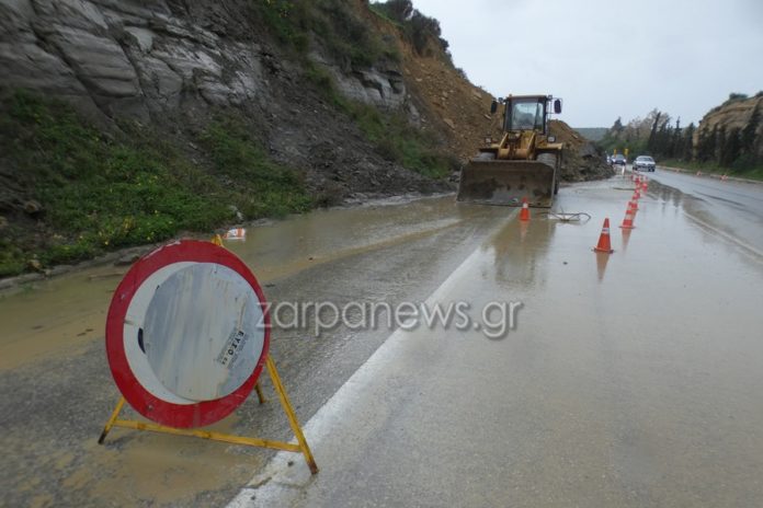Κλειστή παραμένει η Εθνική οδός Χανίων-Κισσάμου στο ύψος του Σταλού Συνέχεια εργασιών