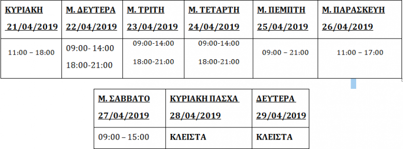 Το προτεινόμενο εορταστικό ωράριο για το Πάσχα στα Χανιά
