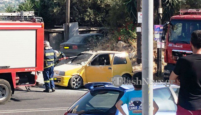 Πυρκαγιά σε αυτοκίνητο στον Βλητέ Σούδας (φωτο)