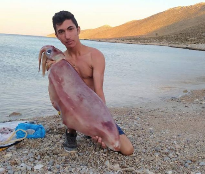 15χρονος έπιασε με το ψαροντούφεκο καλαμάρι 17 κιλών! (φωτο)