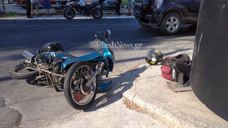 Χανιά: Αυτοκίνητο συγκρούστηκε με μηχανάκι (φωτο)