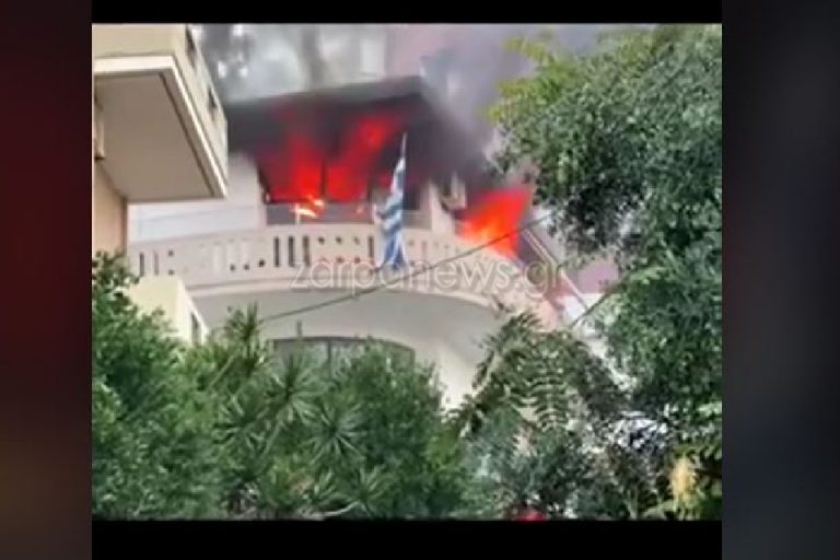 Χανιά: Στις φλόγες τυλίχθηκε διαμέρισμα στα Λενταριανά (φωτο - video)