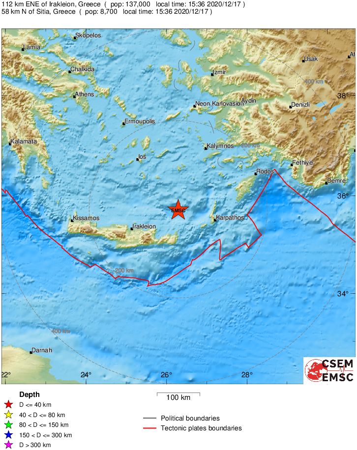 Ισχυρός σεισμός αισθητός στην Κρήτη