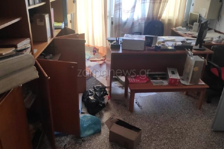 Χανιά: Έκαναν γυαλιά - καρφιά το Εργατικό Κέντρο (φωτο)