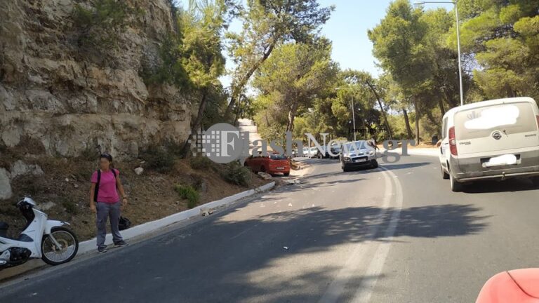 Χανιά: Πέτρα έπεσε σε μηχανάκι στην οδό Ακρωτηρίου - Κυκλοφοριακό "κομφούζιο" (φωτο)