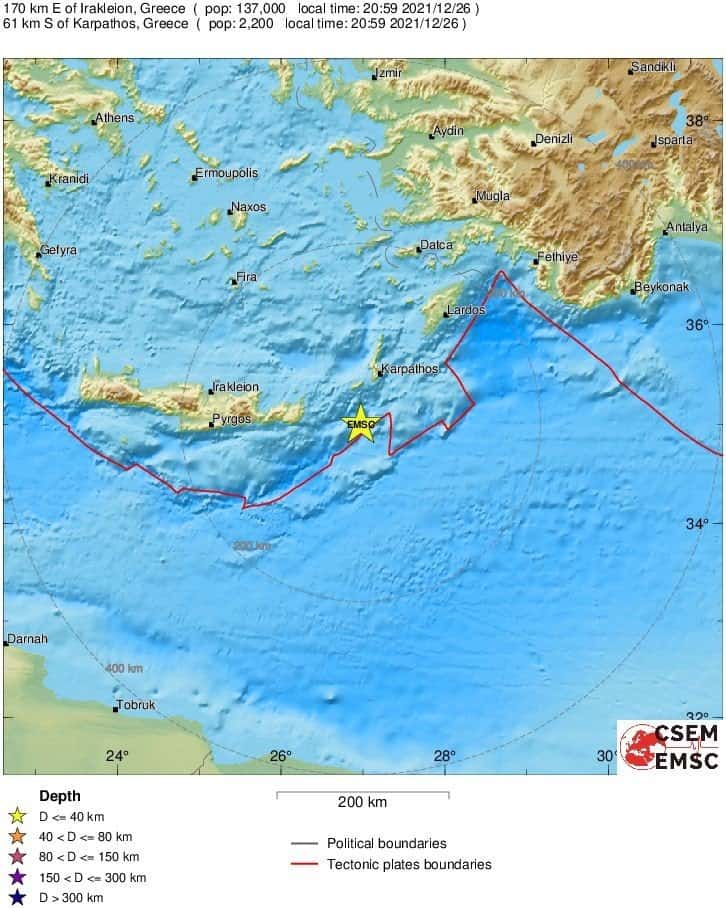 Νέος ισχυρότερος σεισμός ανατολικά της Κρήτης
