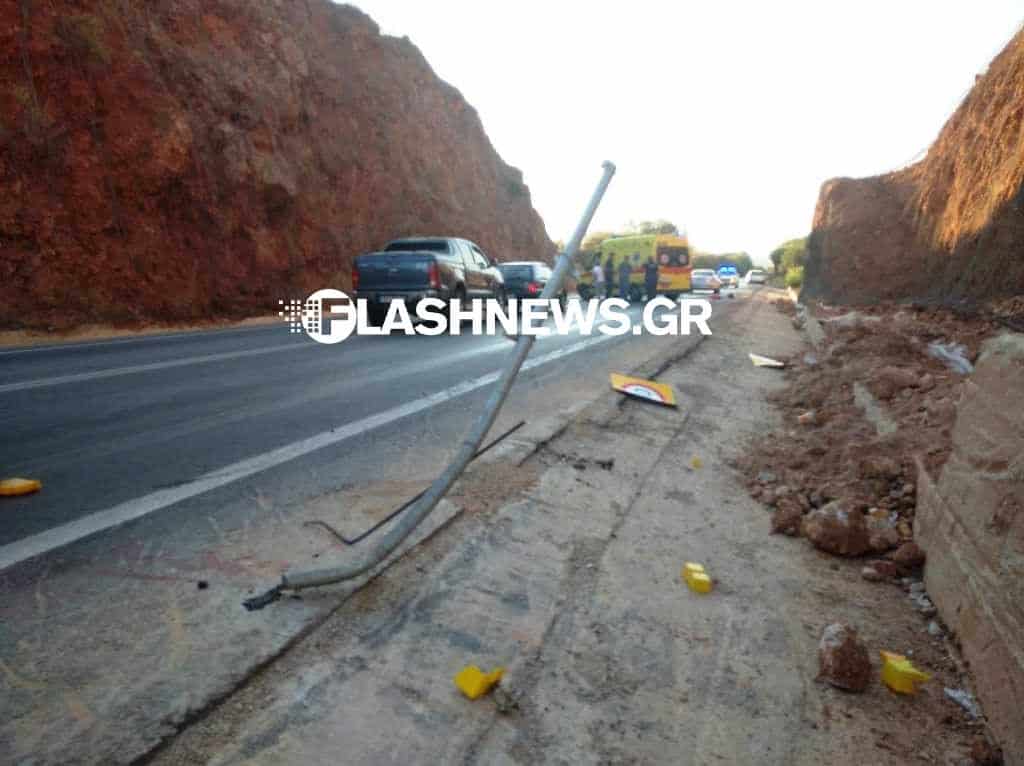 Χανιά: Τροχαίο ατύχημα με τραυματισμό οδηγού μηχανής στην εθνική οδό (φωτο)