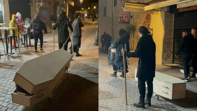 Χανιά: Μια κάσα με ένα νεκρό σουλατσάρει στη Χάληδων - Κάγκελο ο κόσμος (video)