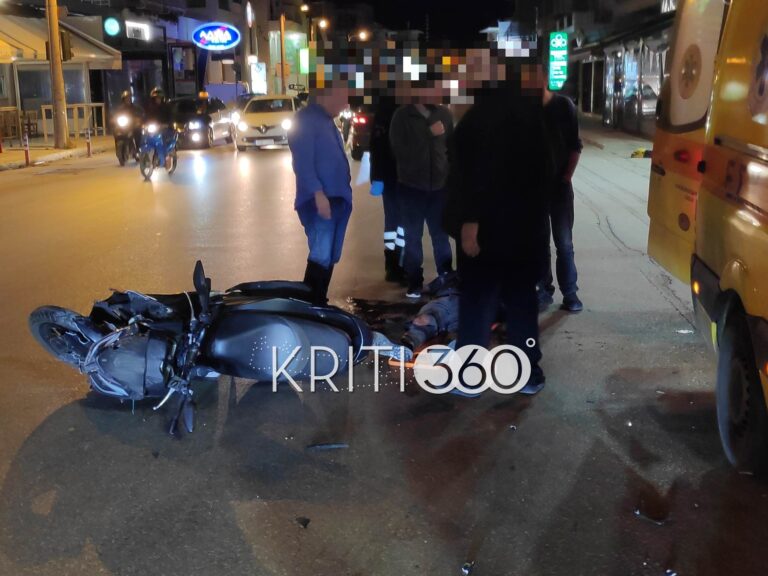 Χανιά: Σοβαρό τροχαίο με μηχανάκι - Στο νοσοκομείο ένας νεαρός (φωτο)