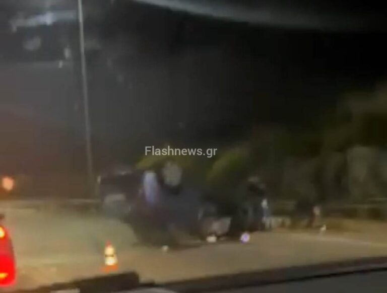 Χανιά: Αυτοκίνητο ανατράπηκε στην εθνική (video)