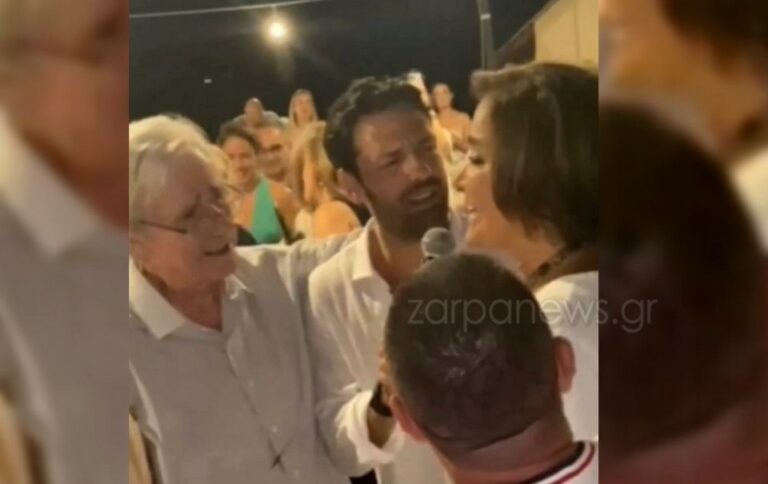 Χανιά: Ντόρα Μπακογιάννη - Κωνσταντίνος Αργυρός τραγουδούν μαζί σε γλέντι (video)
