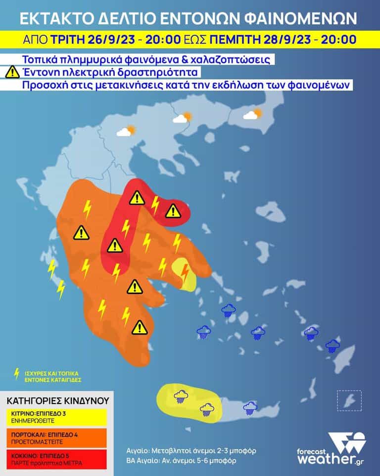 Προειδοποιήσεις για επικίνδυνα καιρικά φαινόμενα στην Κρήτη