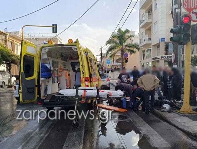 Χανιά: Τροχαίο με μηχανάκι στο κέντρο της πόλης - Στο νοσοκομείο ο οδηγός (φωτο)