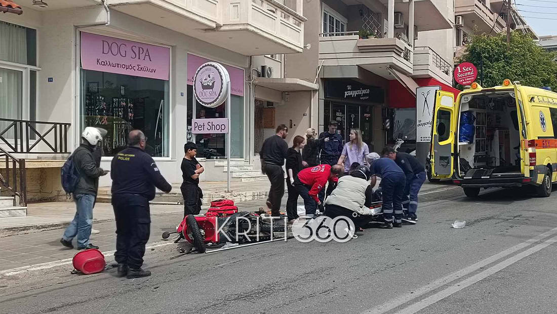 Χανιά: Τραυματίστηκε οδηγός μηχανής μετά από τροχαίο (φωτο)