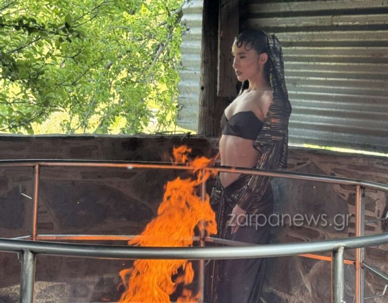 Χανιά: Μέσα σε φωτιές στα Τεμένια η Evangelia για τα γυρίσματα του νέου της video clip