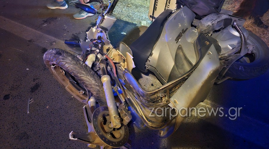 Χανιά: Σφοδρή σύγκρουση δικύκλου με ΙΧ – Ενας τραυματίας (φωτο)