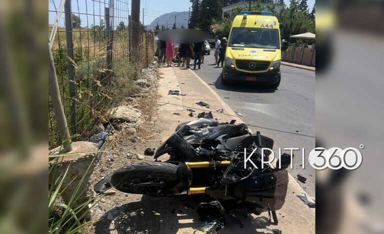 Χανιά: Τραυματίστηκε σοβαρά οδηγός μηχανής σε τροχαίο (φωτο)