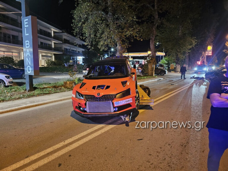 Χανιά: Τροχαίο ατύχημα με όχημα που μετέφερε αγωνιστικό αυτοκίνητο (φωτο)