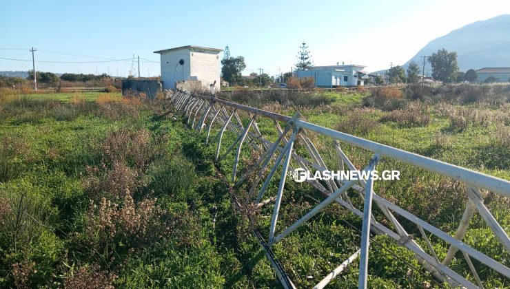 Χανιά: Έπεσε η κεραία της ΕΡΤ στη Σούδα (φωτο - video)