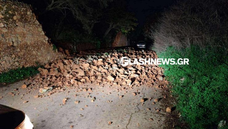 Χανιά: Από τύχη δεν περνούσε κανείς – Κατέρρευσε μαντρότοιχος στα Τσικαλαριά (φωτο)