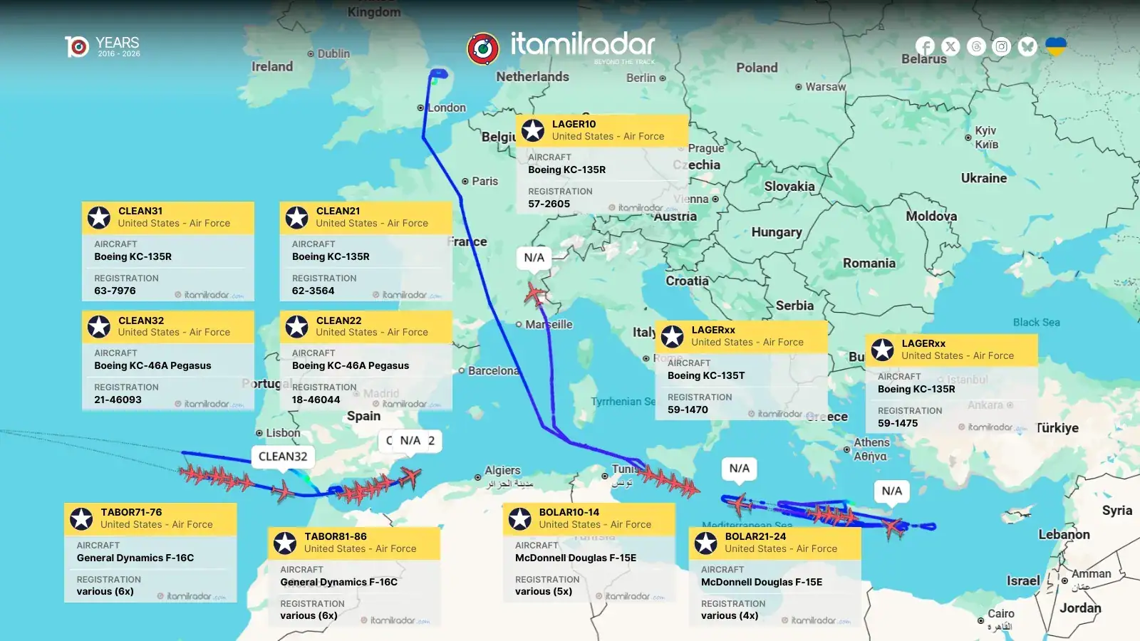 Οι ΗΠΑ δημιούργησαν μια εναέρια “γέφυρα” με ιπτάμενα τάνκερ πάνω από τη Μεσόγειο - Συμμετέχει και η βάση της Σούδας