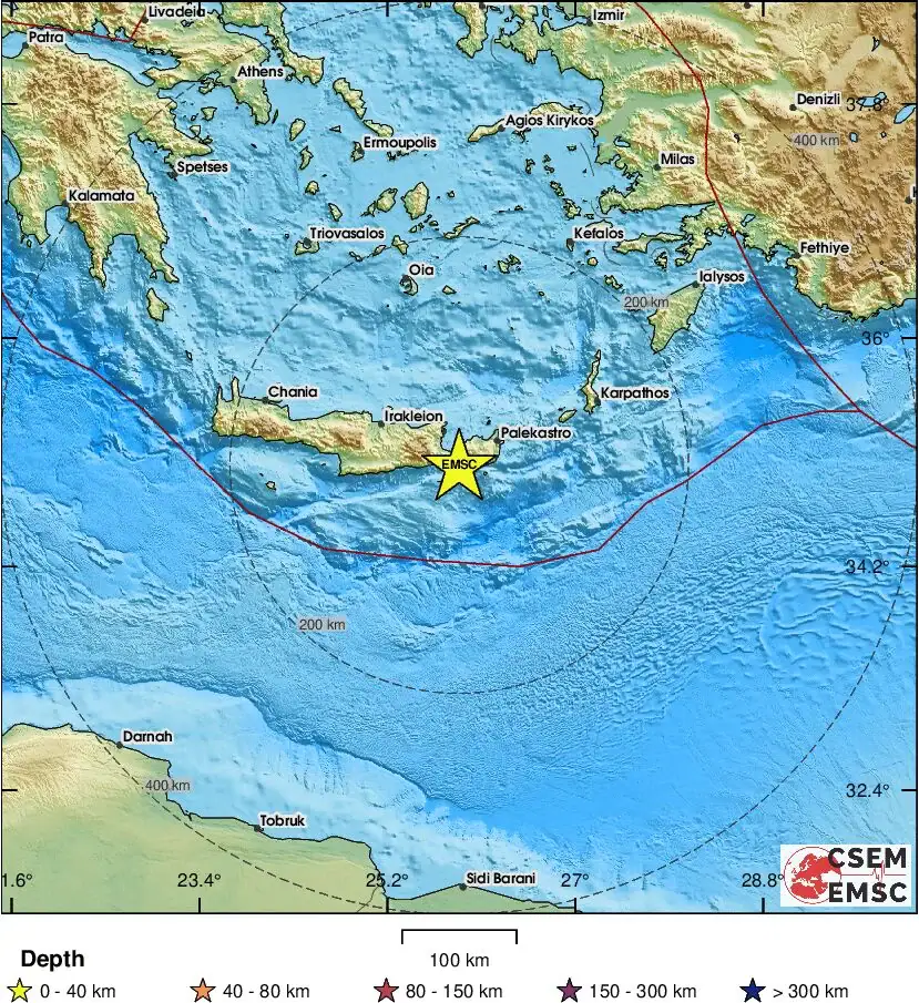 Ισχυρός σεισμός ανατολικά της Κρήτης, έγινε αισθητός σε όλη την Κρήτη!