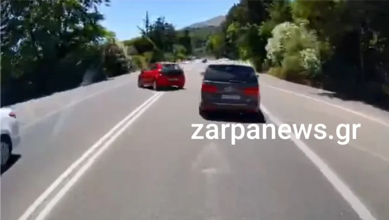Χανιά: Παράνοια στην Εθνική Οδό - Αυτοκίνητο έκανε αναστροφή πάνω στη διπλή διαχωριστική και μπήκε στο αντίθετο ρεύμα (video)