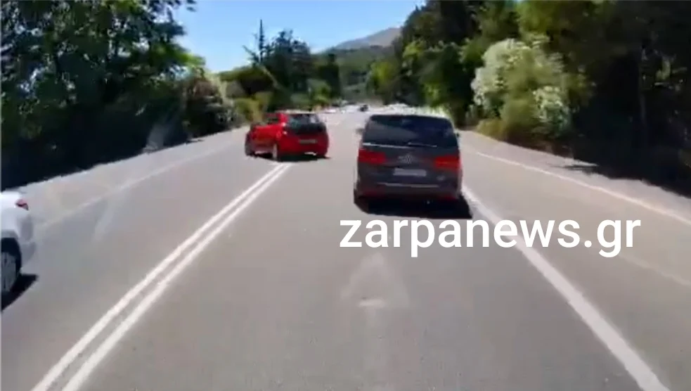Χανιά: Παράνοια στην Εθνική Οδό - Αυτοκίνητο έκανε αναστροφή πάνω στη διπλή διαχωριστική και μπήκε στο αντίθετο ρεύμα (video)