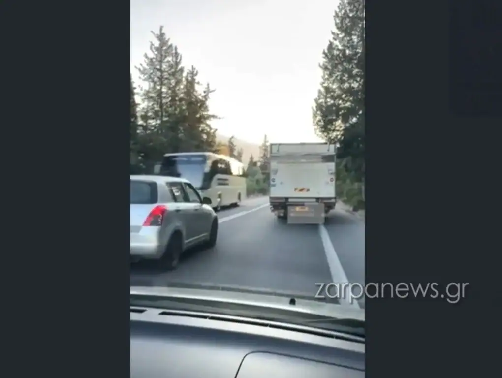 Μόνο στα Χανιά αυτά: Προσπέραση – καμικάζι σε διπλή γραμμή στον ΒΟΑΚ απέναντι σε λεωφορείο! (video)