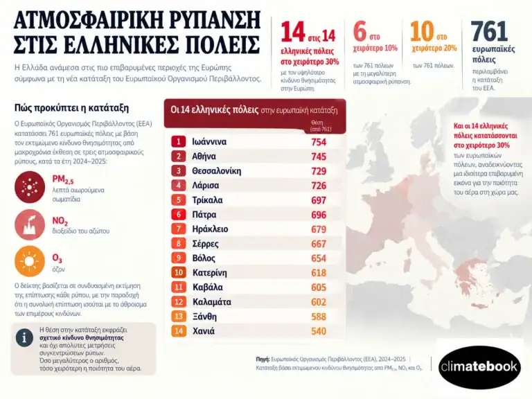 Χανιά και Ηράκλειο ανάμεσα στις πιο επιβαρυμένες ατμοσφαιρικά πόλεις στην Ελλάδα