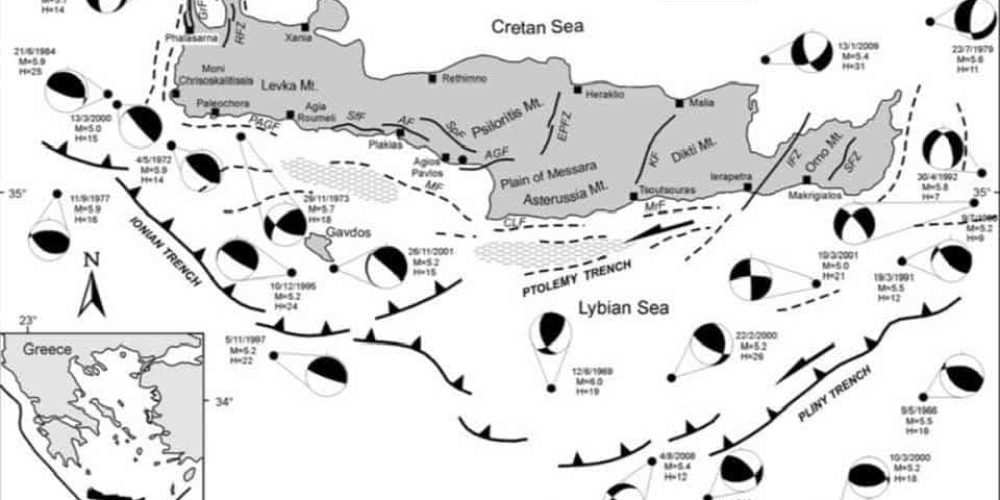 Αυτή είναι η σεισμικότητα της Κρήτης – Τα γνωστά ρήγματα στην ξηρά και στη θάλασσα (φωτο)