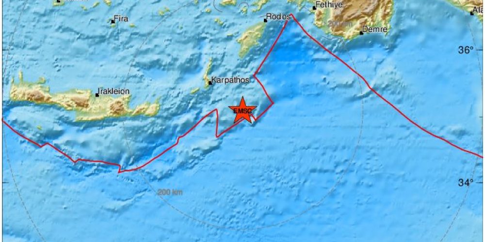 Νέος ισχυρός σεισμός Ανατολικά της Κρήτης – 5,7 Ρίχτερ κοντά στην Κάρπαθο