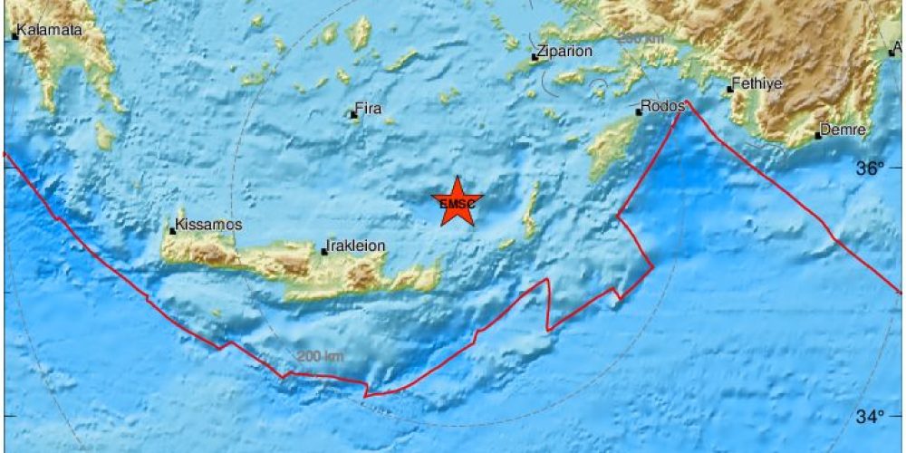 Ισχυρή σεισμική δόνηση ανοιχτά της Κρήτης